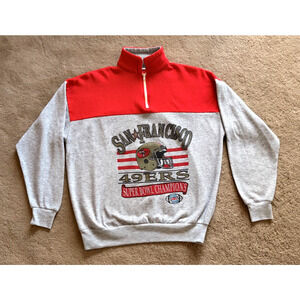 Vintage San Francisco 49ERS Pullover Sweatshirt 1/4 Zip 90s Made in USA Size L